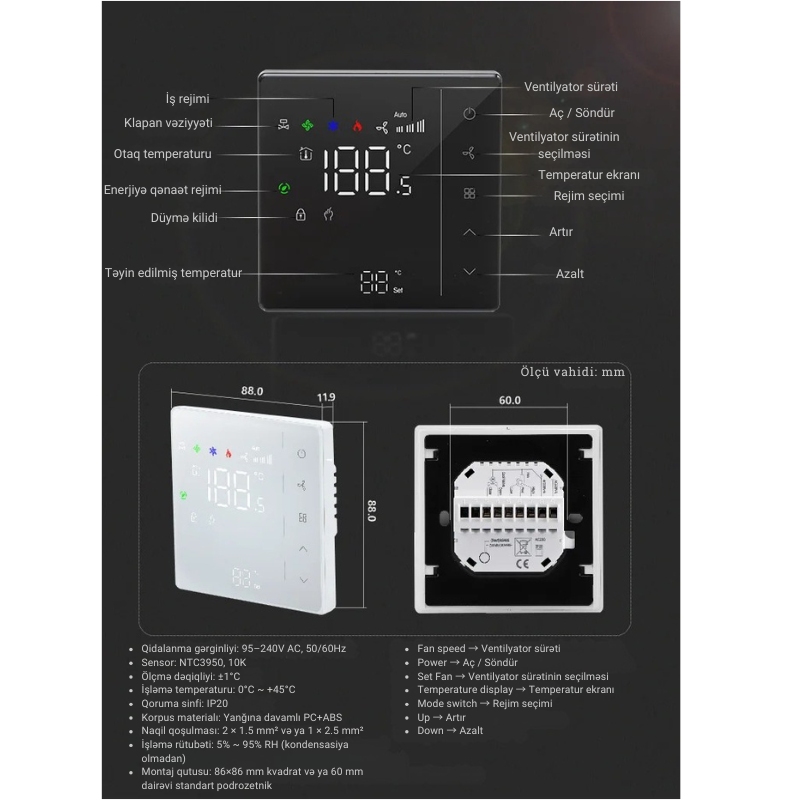 BECA BAC-007 WiFi Fan Coil Termostatı