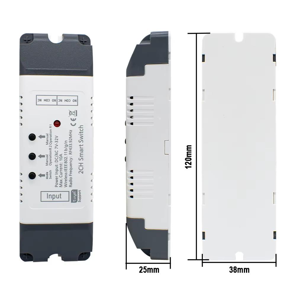 2 kanallı Tuya WiFi + RF433 ağıllı rele