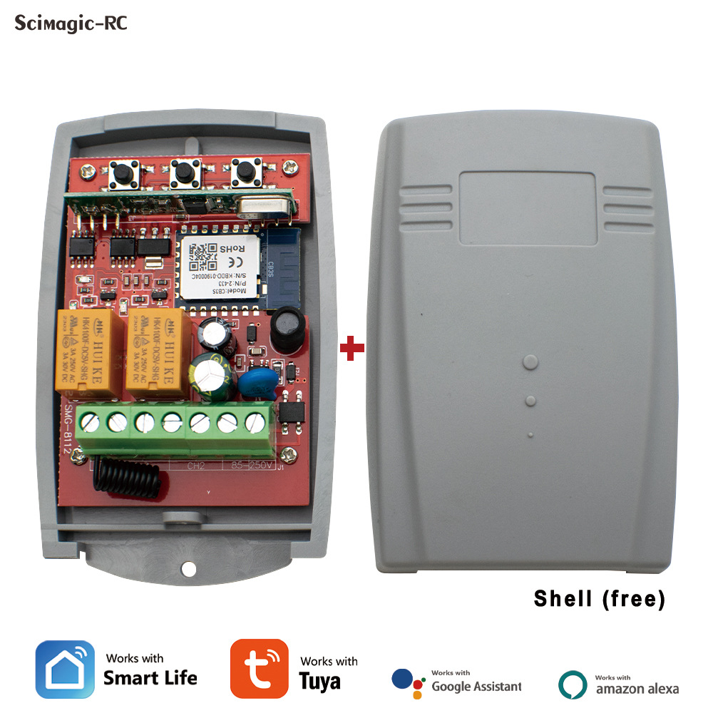Tuya WiFi RF433 Qapı Şlaqbaum Qəbul Modulu 2CH, 220V
