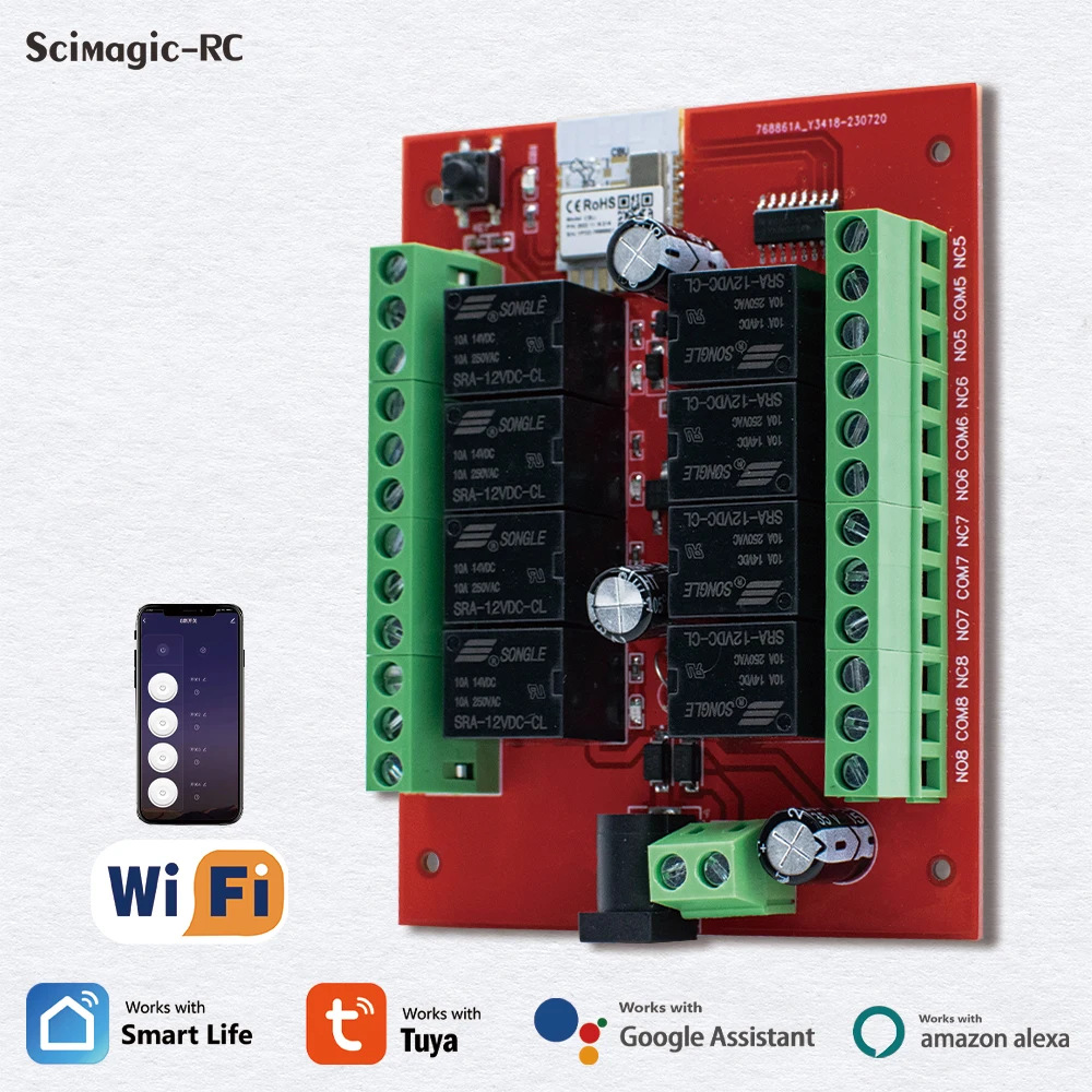 Tuya WiFi 8 Kanal Rele RF433 Modulu