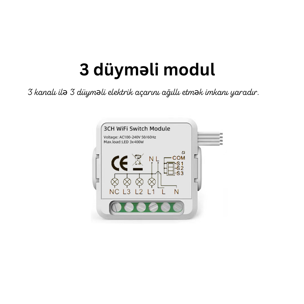 Ağıllı elektrik yandırıb söndürmə 3 çıxışlı rele(rels)