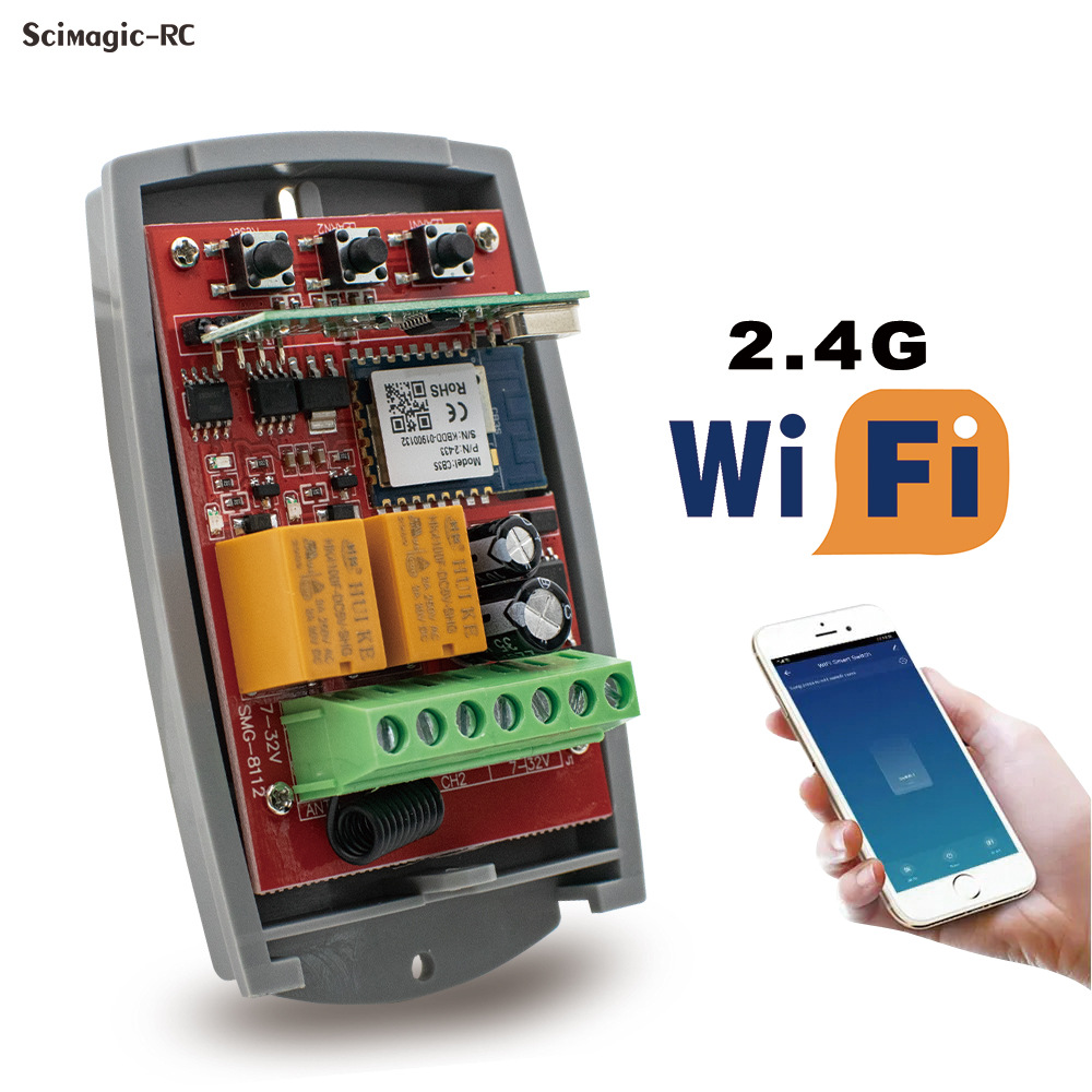 Tuya WiFi RF433 Qapı Şlaqbaum Qəbul Modulu 2CH, 7-32V