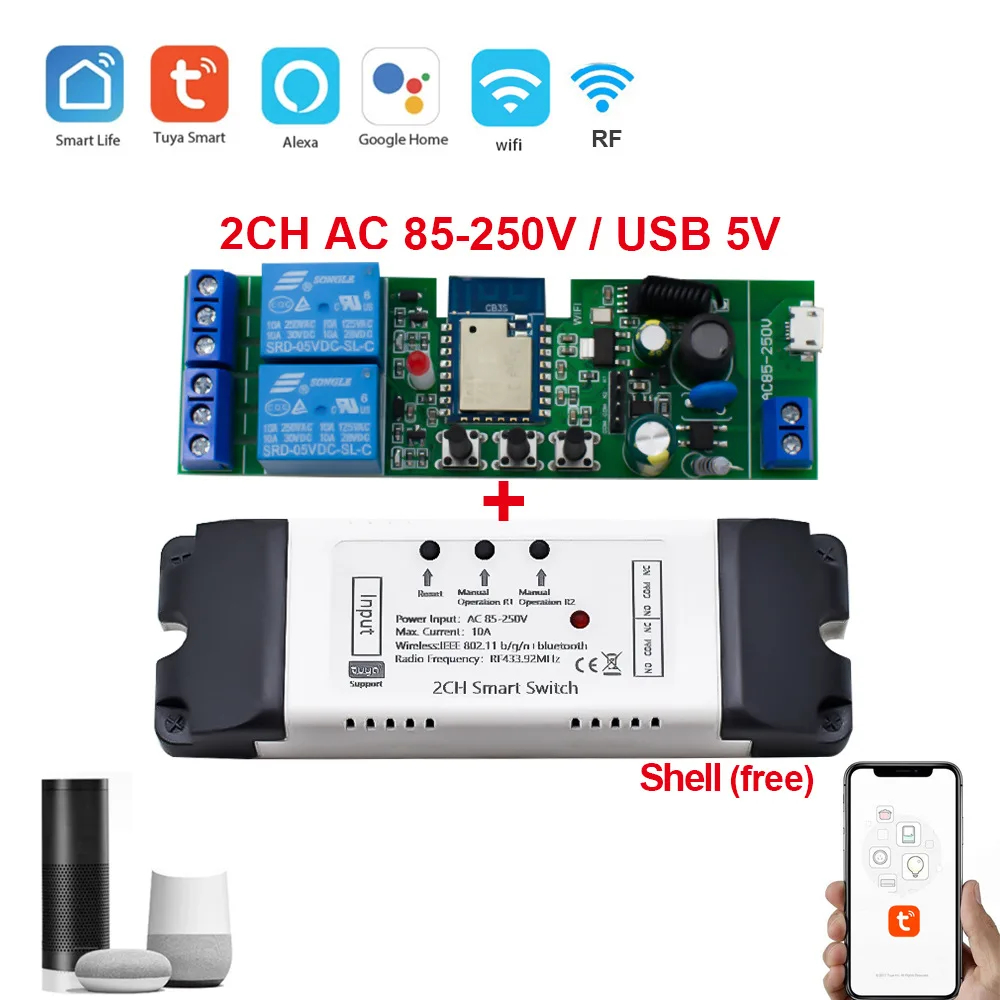 Quru kontakt - 2 çıxışlı WiFi Rele