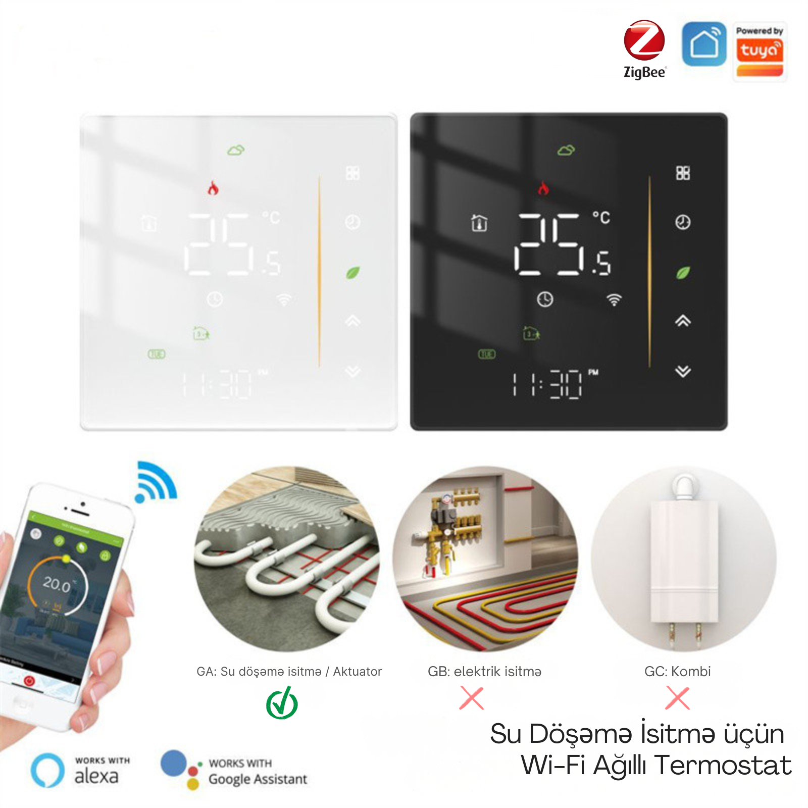 MOES Ağıllı Su Döşəmə İstilik Termostatı Tuya ZigBee (GA)