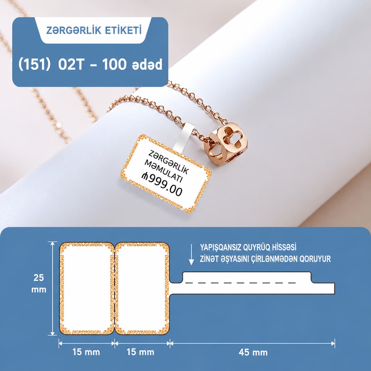 Niimbot etiket lenti B1/B21 Qızılı Naxışlı T30x25 zərgərlik üçün